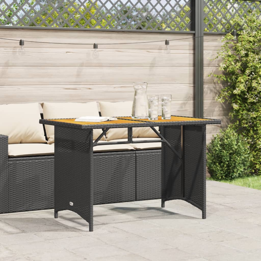 Vrtni stol s drvenom pločom crni 110 x 68 x 70 cm od poliratana