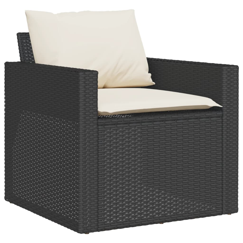 4-dijelni set vrtnih sofa od poliratana s jastucima crni
