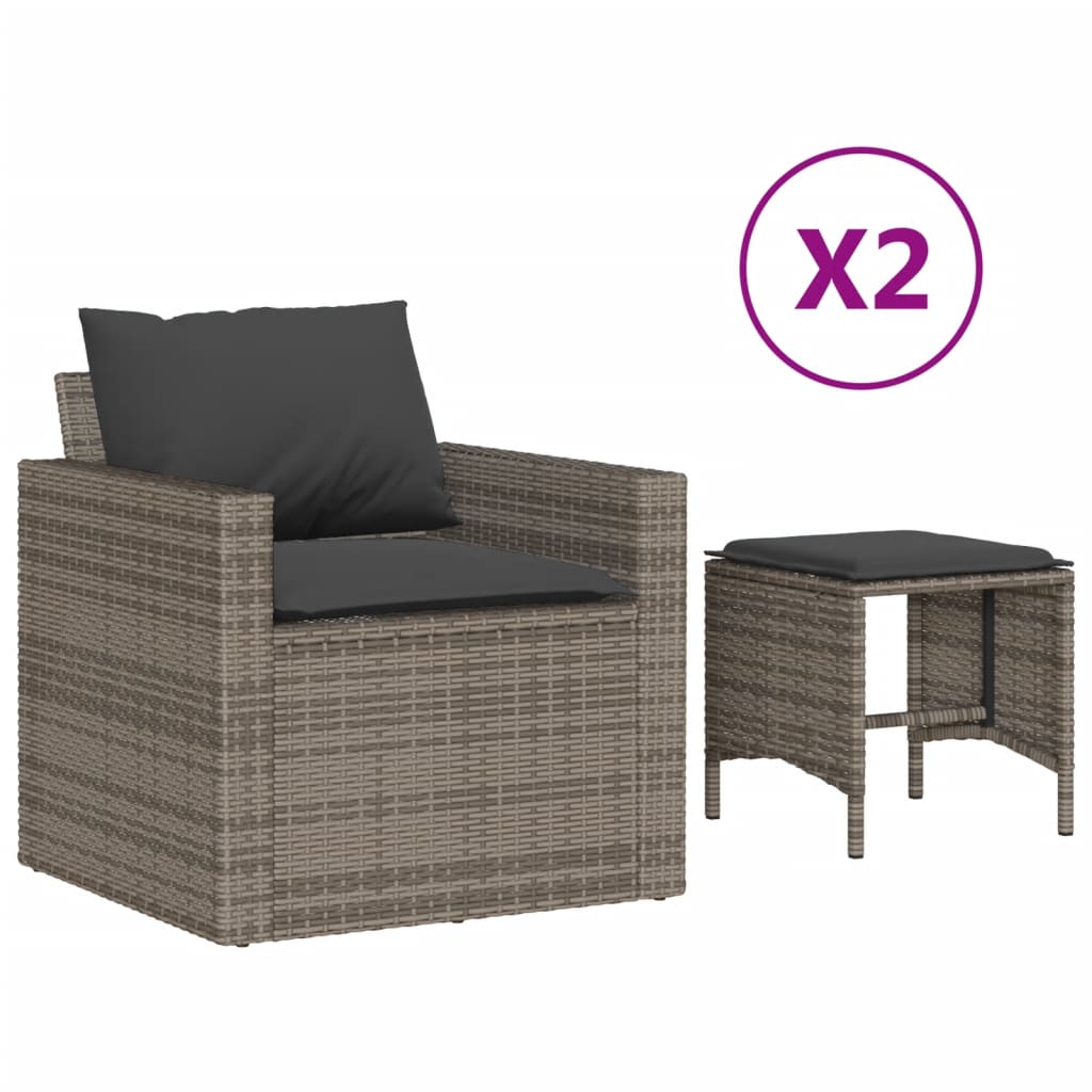 4-dijelni set vrtnih sofa od poliratana s jastucima sivi