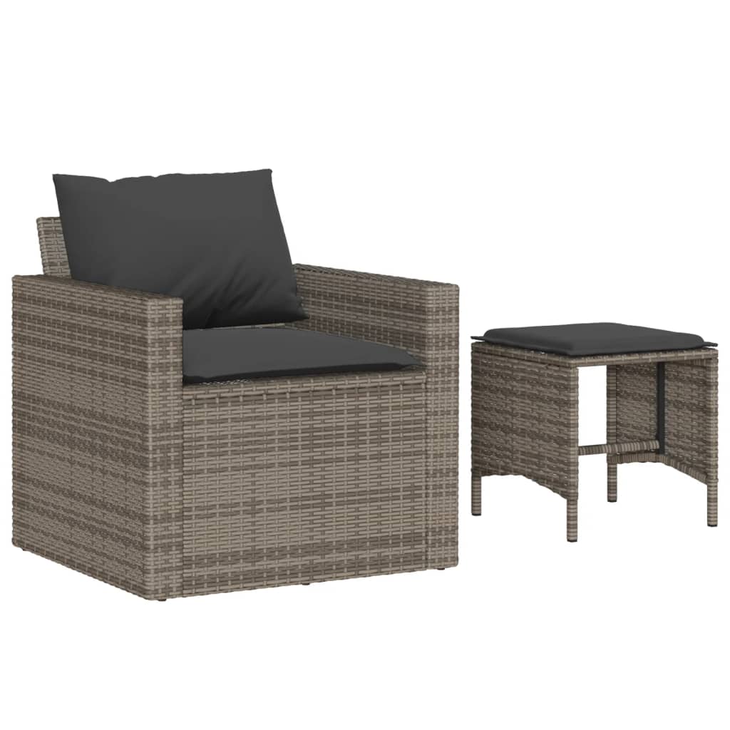4-dijelni set vrtnih sofa od poliratana s jastucima sivi
