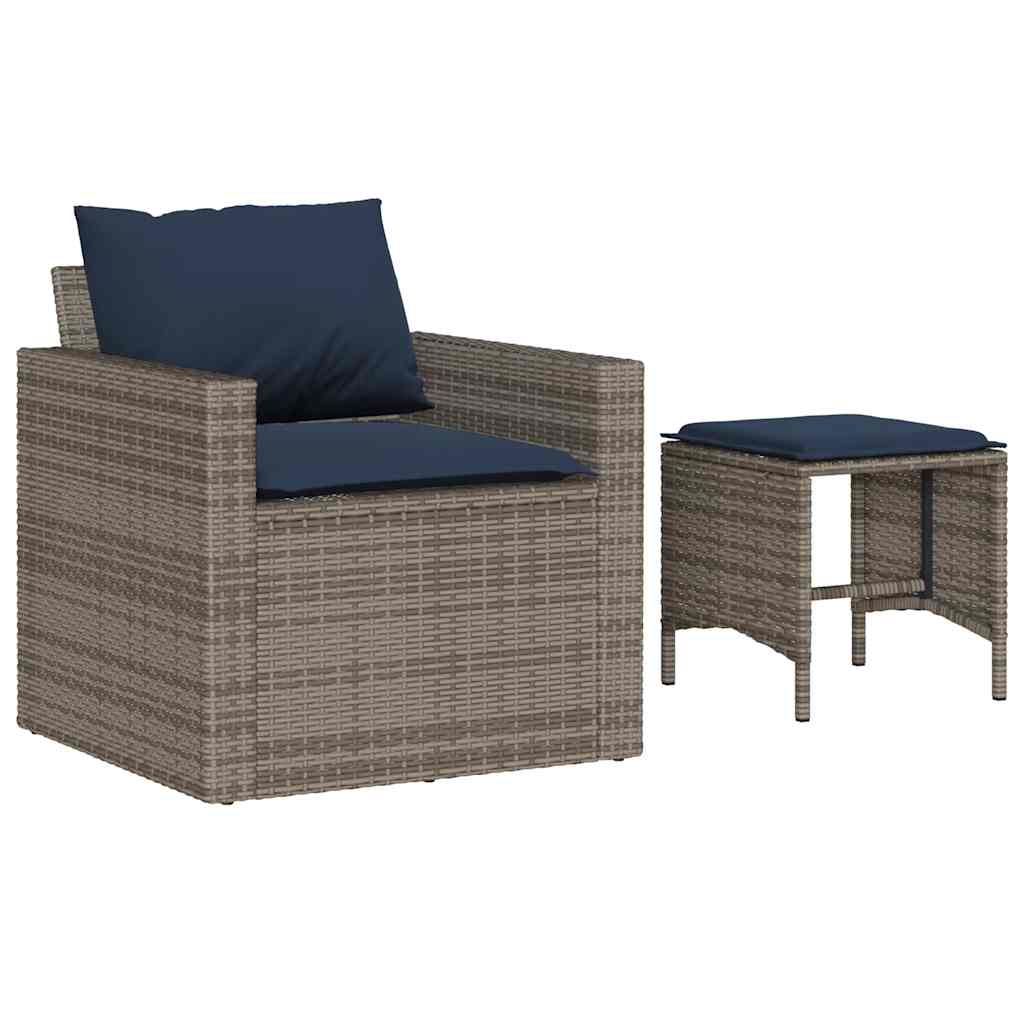 4-dijelni set vrtnih sofa od poliratana s jastucima sivi
