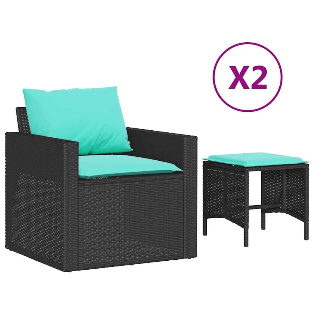 4-dijelni set vrtnih sofa od poliratana s jastucima crni