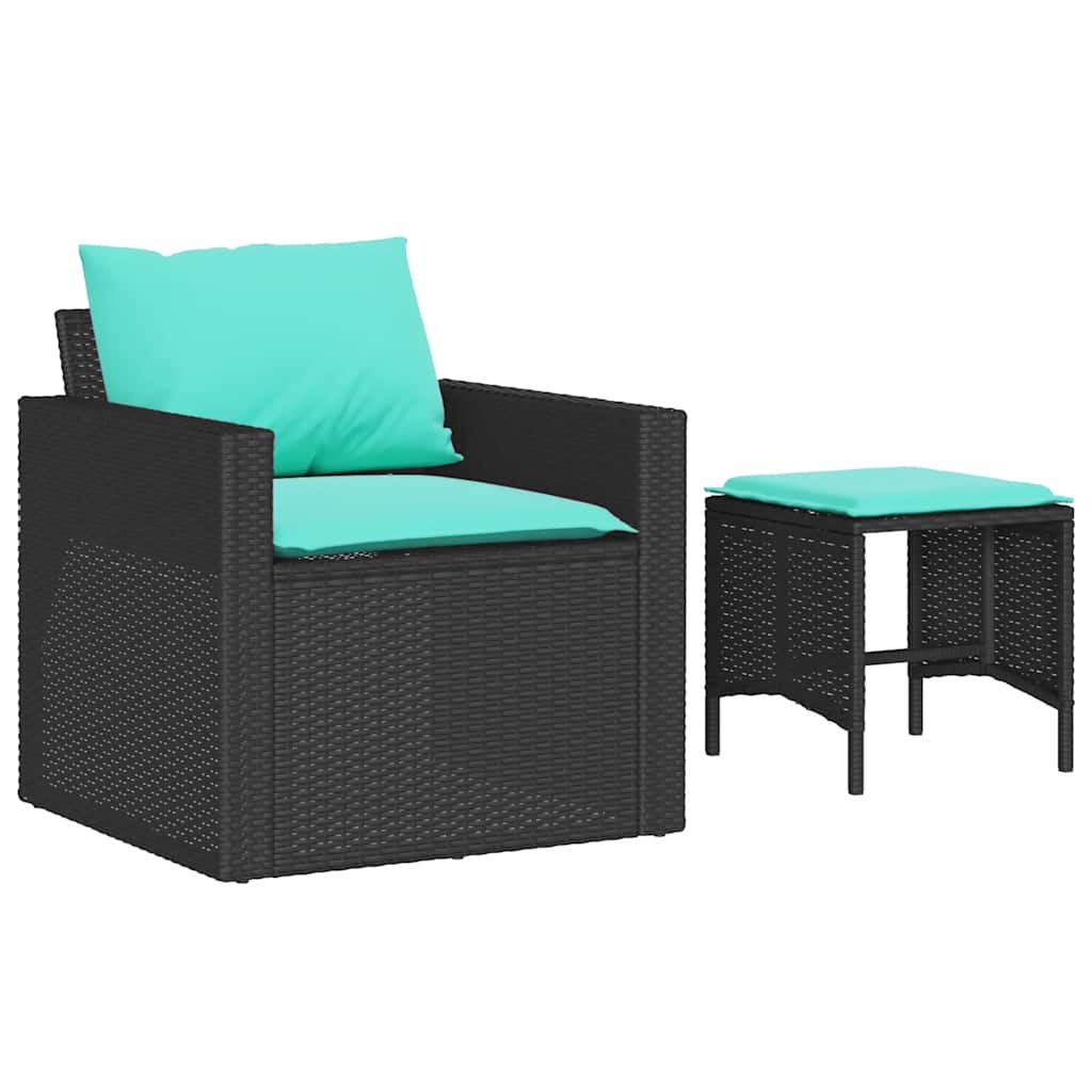 4-dijelni set vrtnih sofa od poliratana s jastucima crni