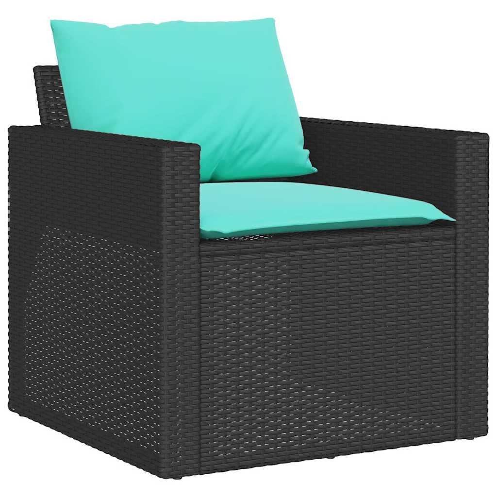 4-dijelni set vrtnih sofa od poliratana s jastucima crni
