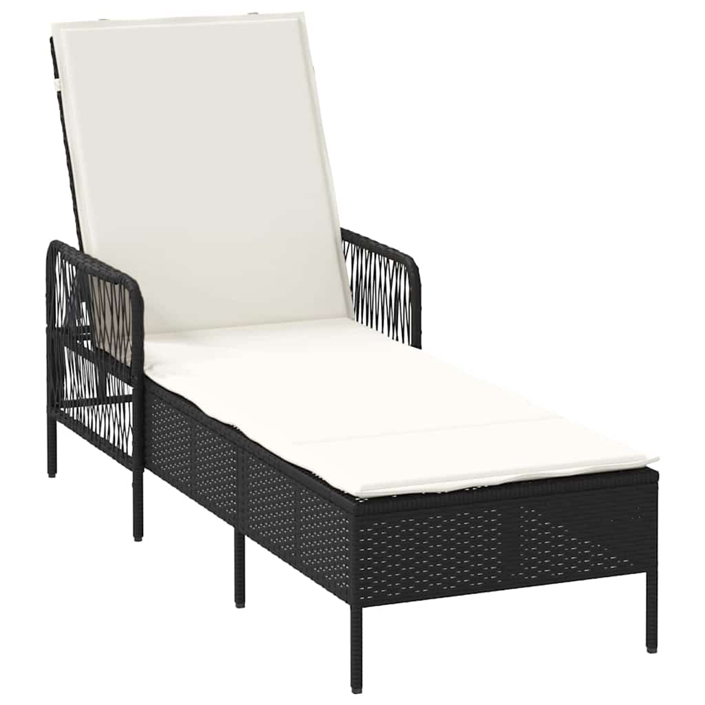 Ležaljka 3 pcs Crna i krem-bijela 55 x 200 x 92 cm poliratan