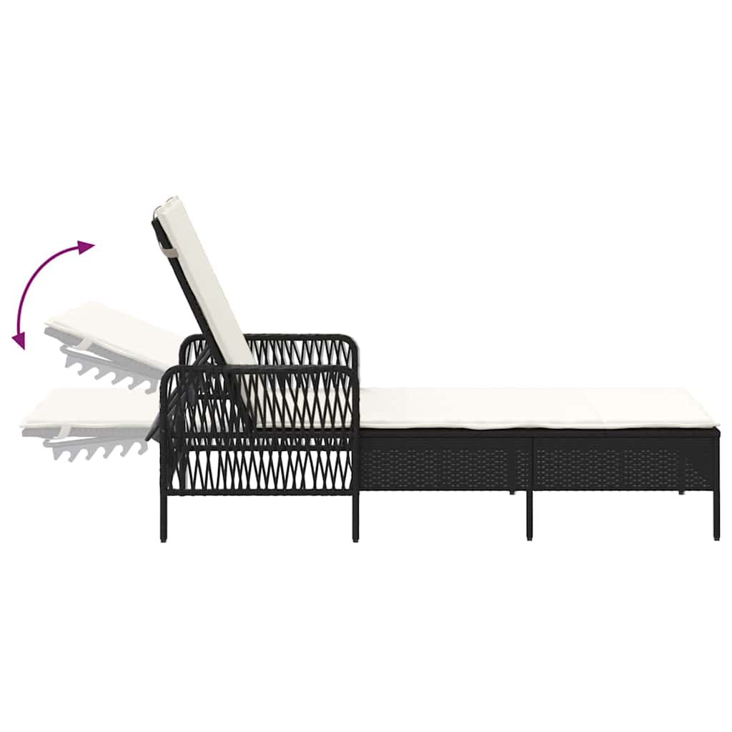 Ležaljka 3 pcs Crna i krem-bijela 55 x 200 x 92 cm poliratan