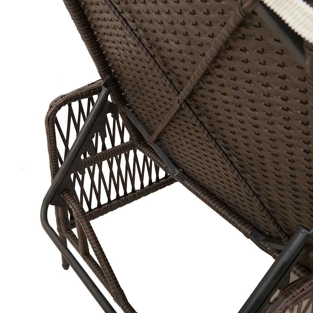 Ležaljka 3 pcs Smeđa i krem bijela 200 x 55 x 92 cm poliratan