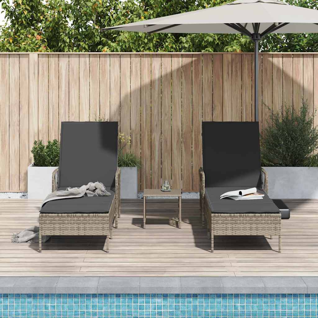 Ležaljka 3 pcs Siva i tamno siva 55 x 200 x 92 cm poliratan