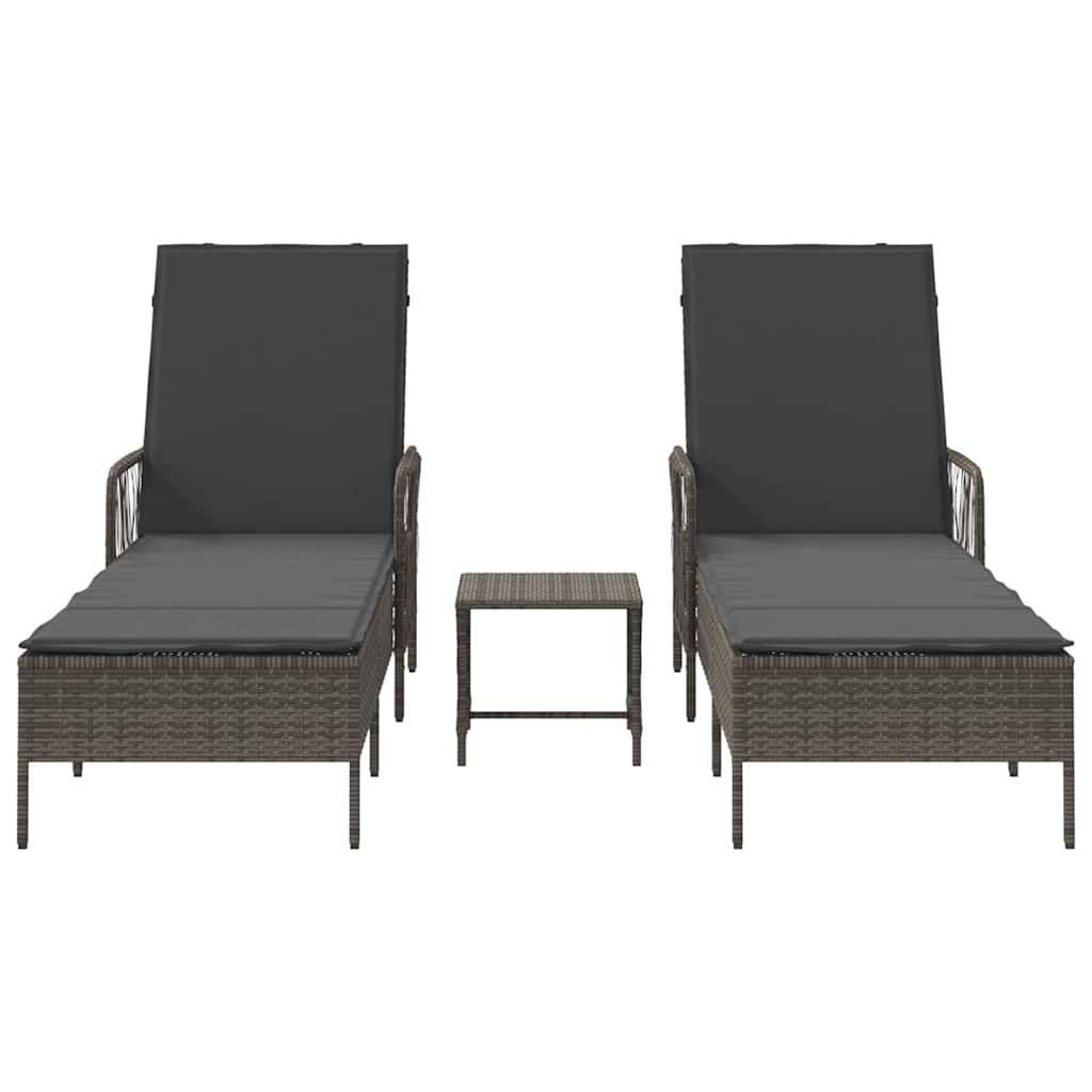 Ležaljka 3 pcs Siva i tamno siva 55 x 200 x 92 cm poliratan