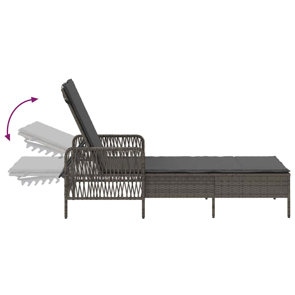 Ležaljka 3 pcs Siva i tamno siva 55 x 200 x 92 cm poliratan