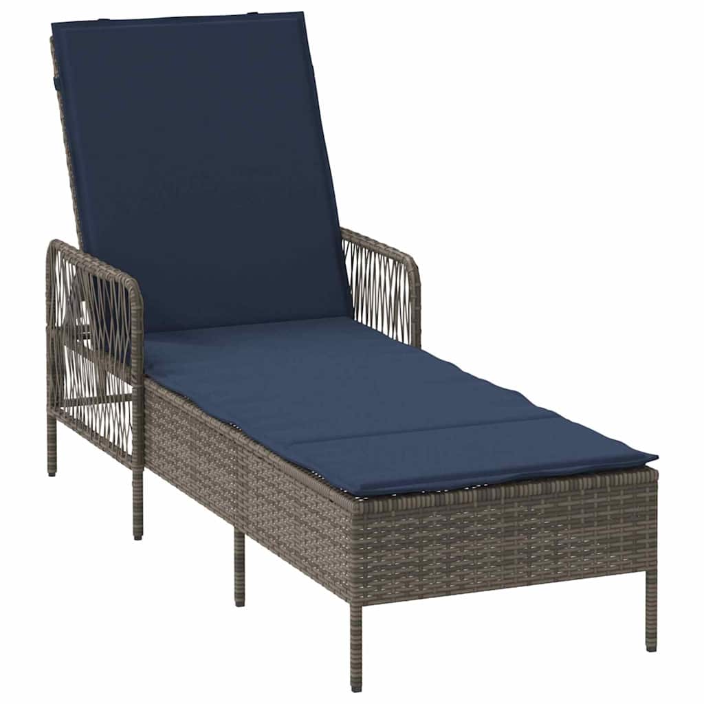 Ležaljka 3 pcs Siva i tamnoplava 200 x 55 x 92 cm poliratan
