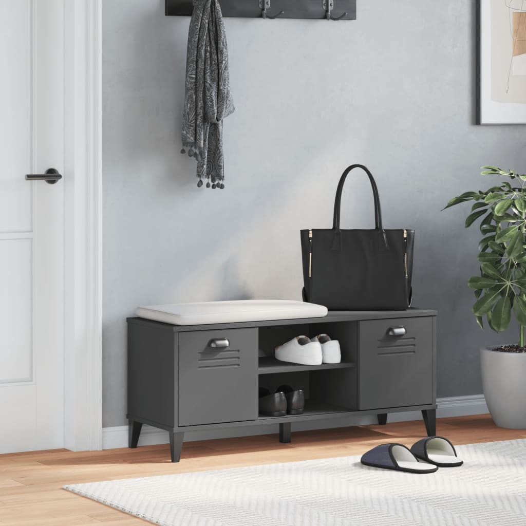 Klupa za cipele VIKEN antracit siva 106 x 35 x 45 cm drvena