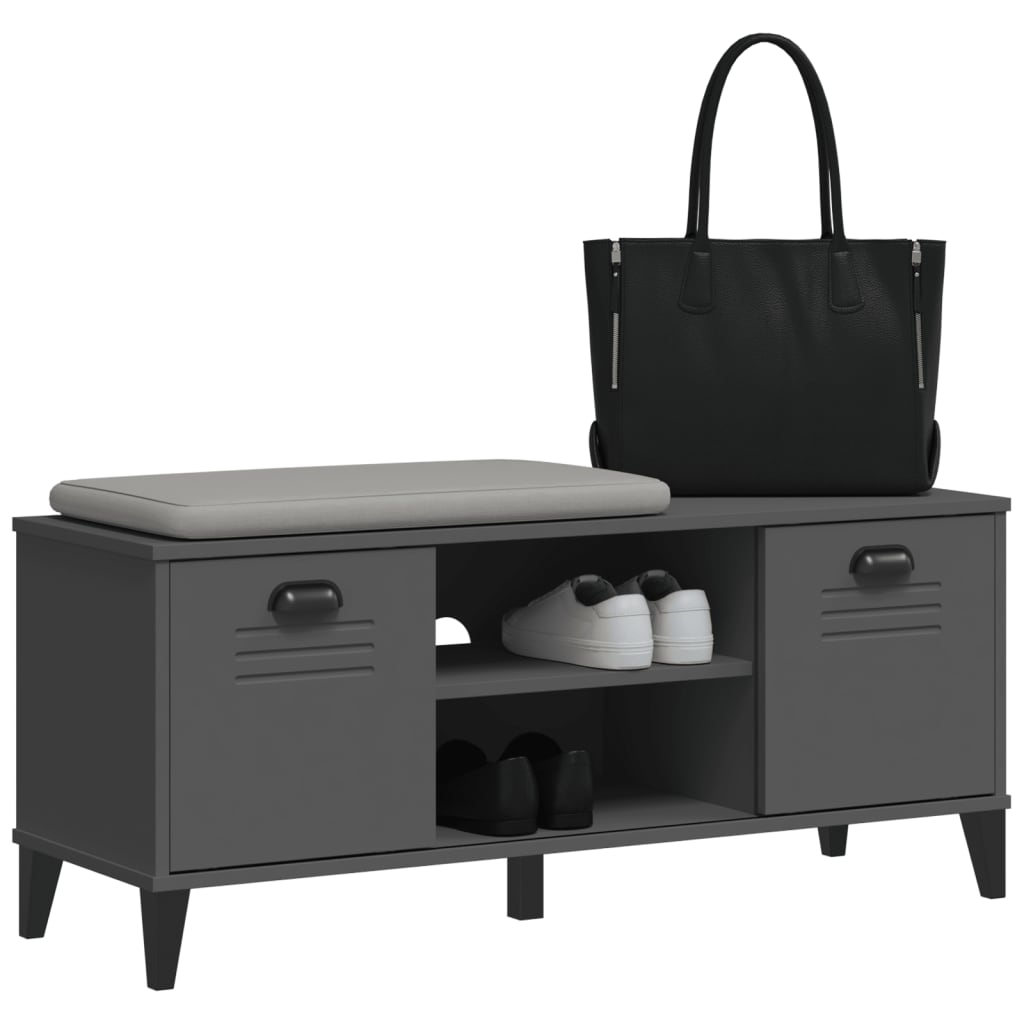 Klupa za cipele VIKEN antracit siva 106 x 35 x 45 cm drvena