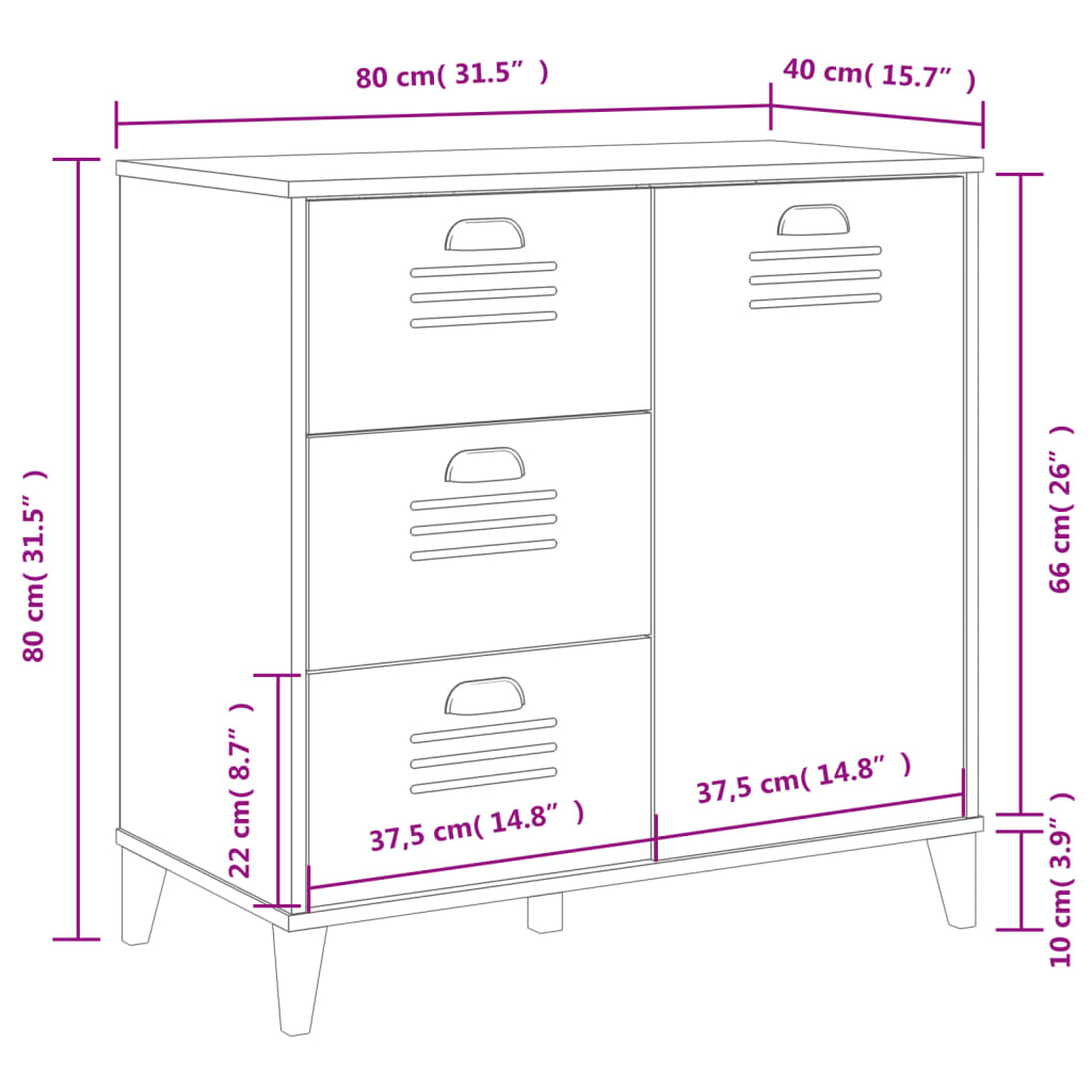 Komoda VIKEN crna 80 x 40 x 80 cm od konstruiranog drva