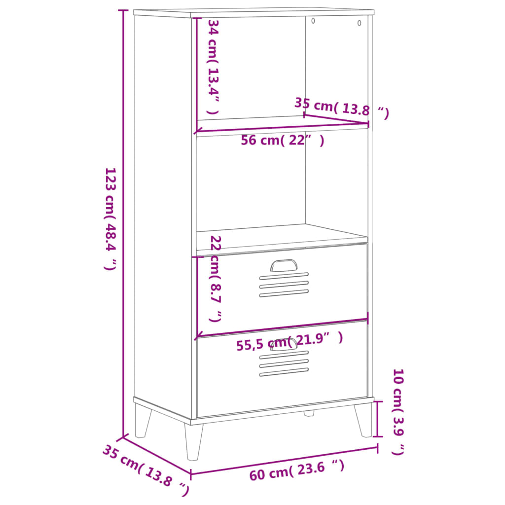 Regal za knjige VIKEN bijeli 60 x 35 x 123 cm konstruirano drvo