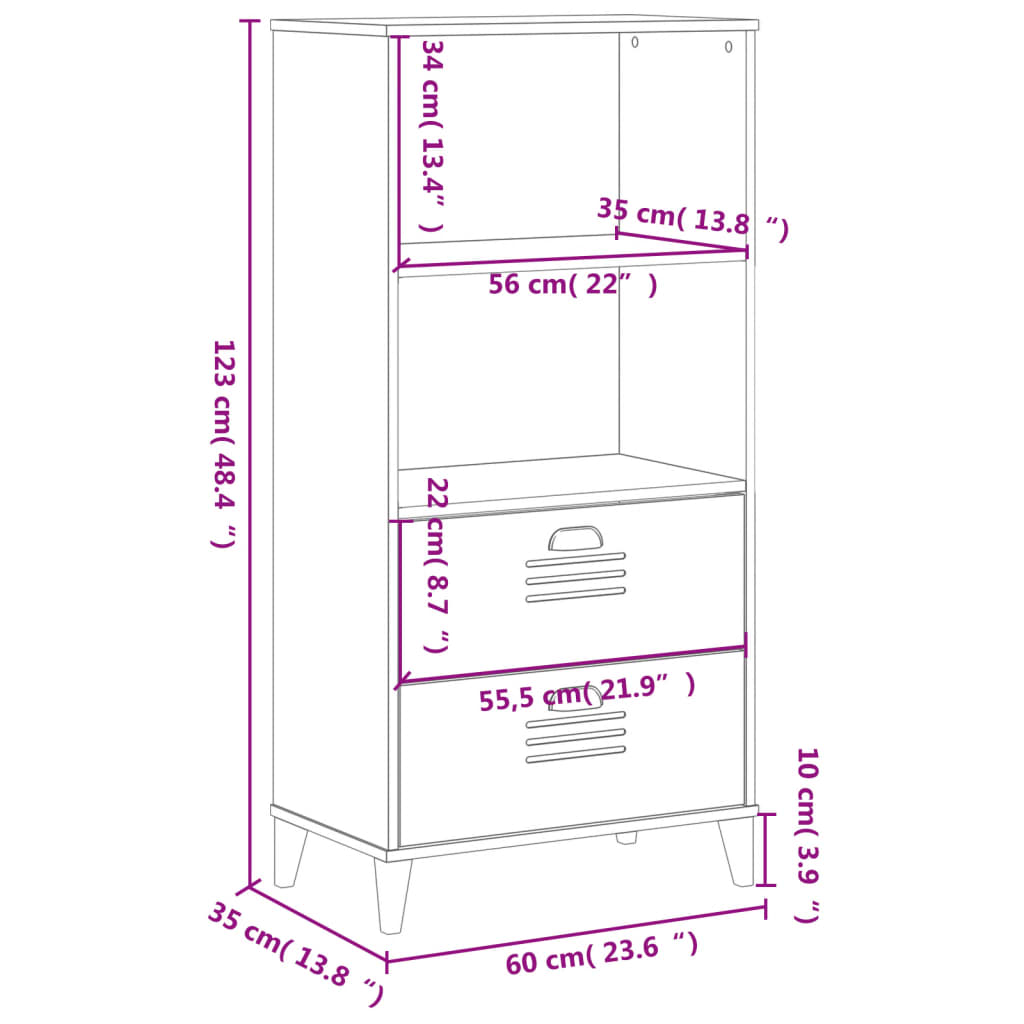 Regal za knjige VIKEN crni 60 x 35 x 123 cm konstruirano drvo