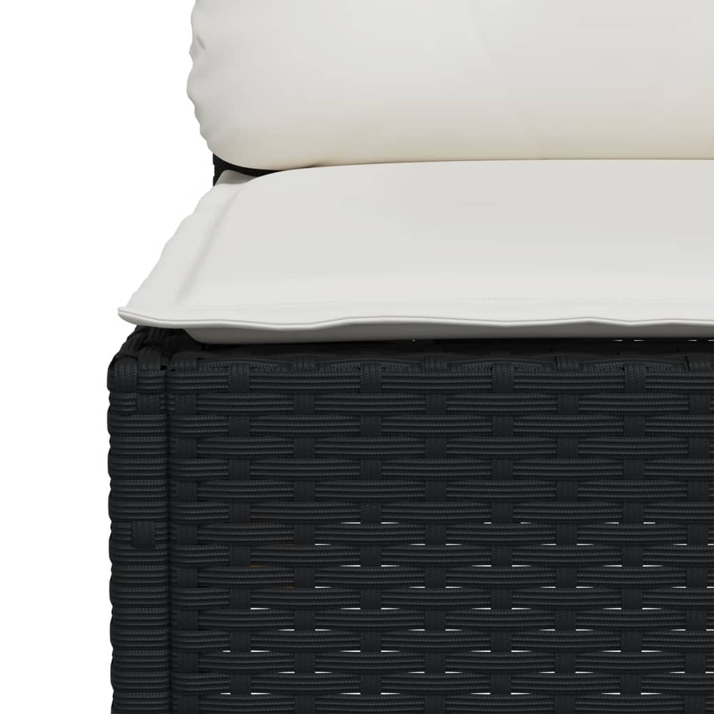 Kutna vrtna sofa s jastucima crna od poliratana