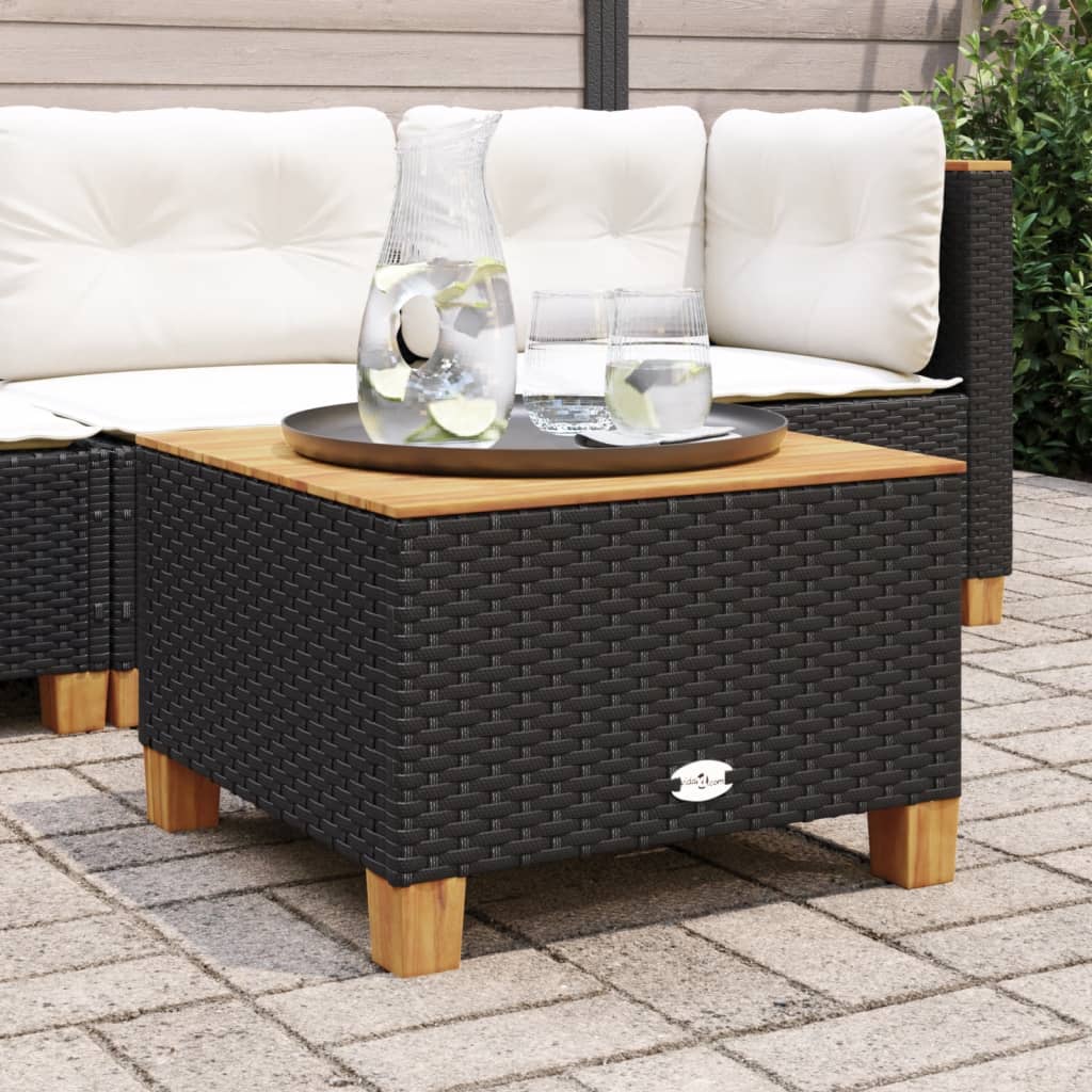 Vrtni stol crni 55 x 55 x 36 cm od poliratana i bagremovog drva