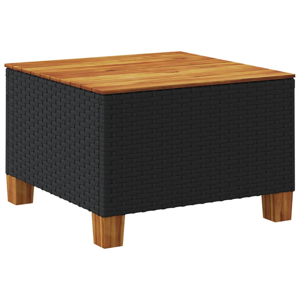 Vrtni stol crni 55 x 55 x 36 cm od poliratana i bagremovog drva