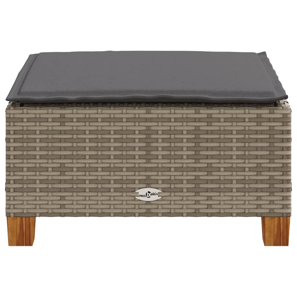 Vrtni tabure s jastukom sivi 63,5x56x32 cm od poliratana