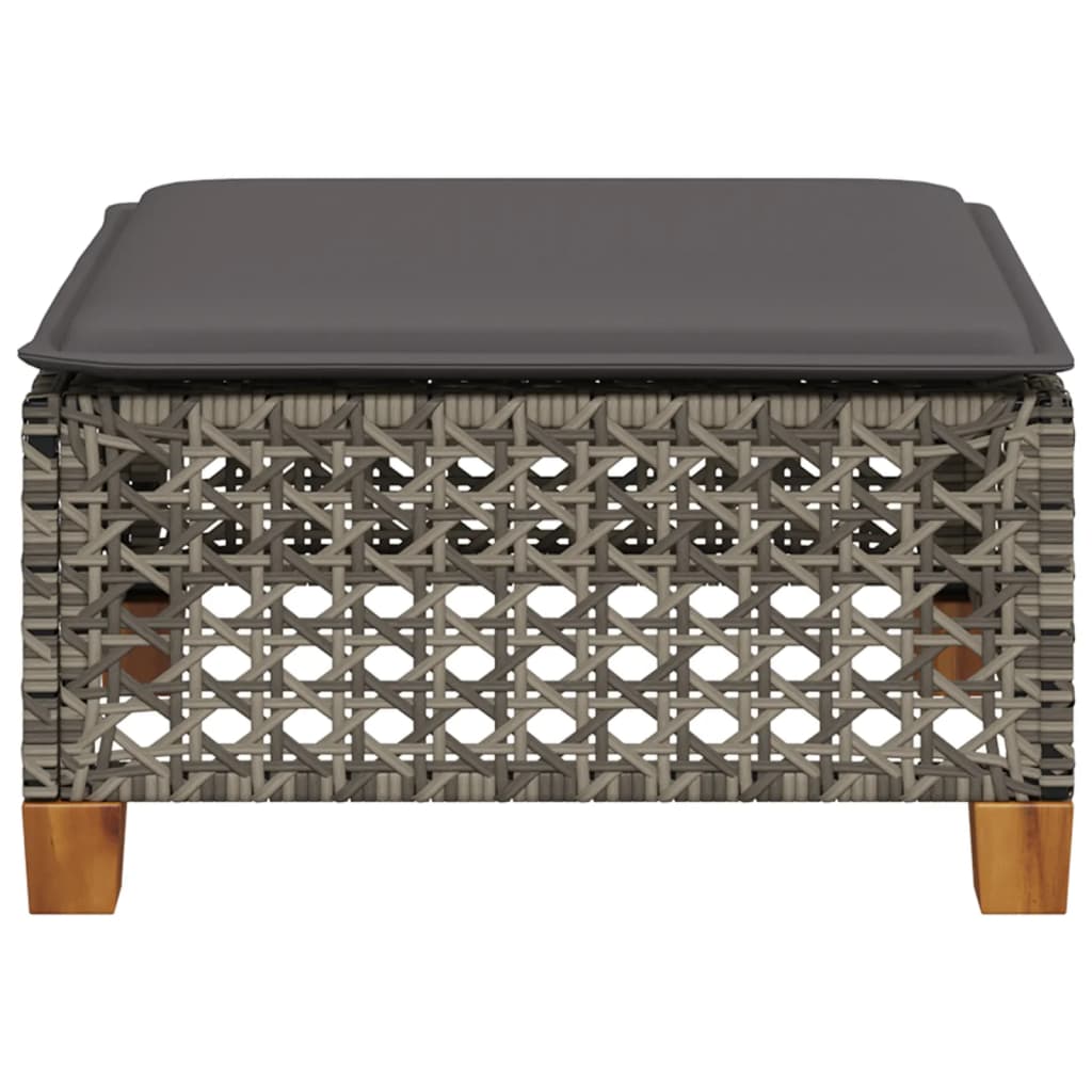 Vrtni tabure s jastukom sivi 63,5x56x32 cm od poliratana