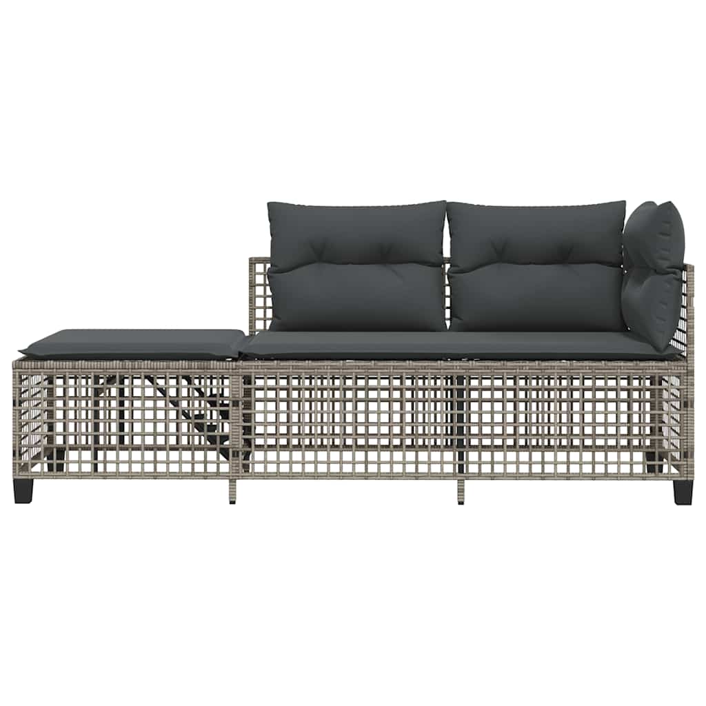 3-dijelni set kutne vrtnih sofa s jastucima sivi od poliratana