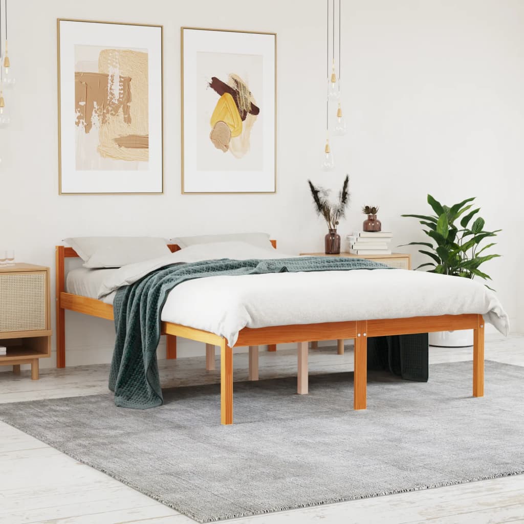 Krevet za starije osobe voštano smeđi 140 x 200 cm od borovine