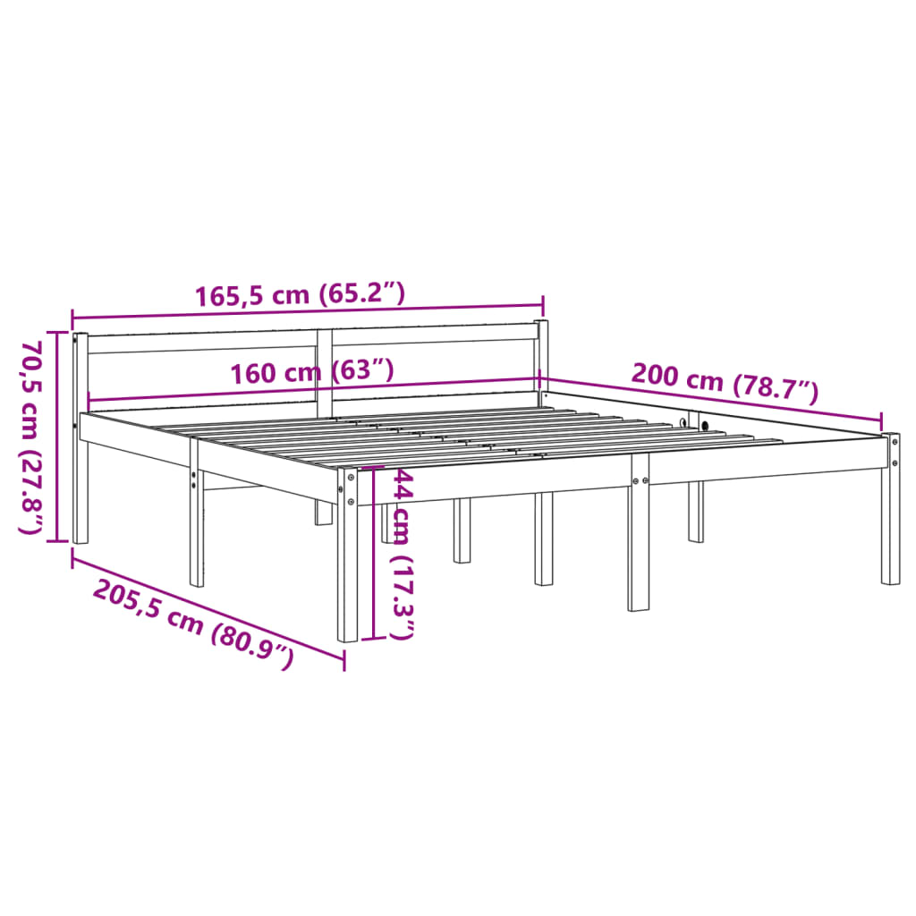Krevet za starije osobe voštano smeđi 160 x 200 cm od borovine