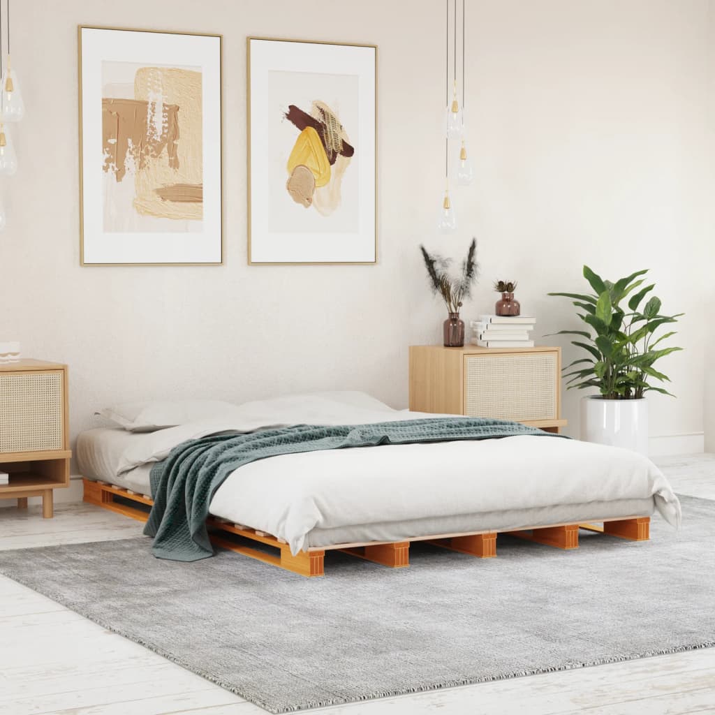 Krevet od paleta voštano smeđi 140x200 cm od masivne borovine