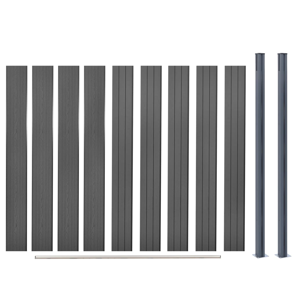 Set panela za ogradu sivi 180 x 186 cm WPC