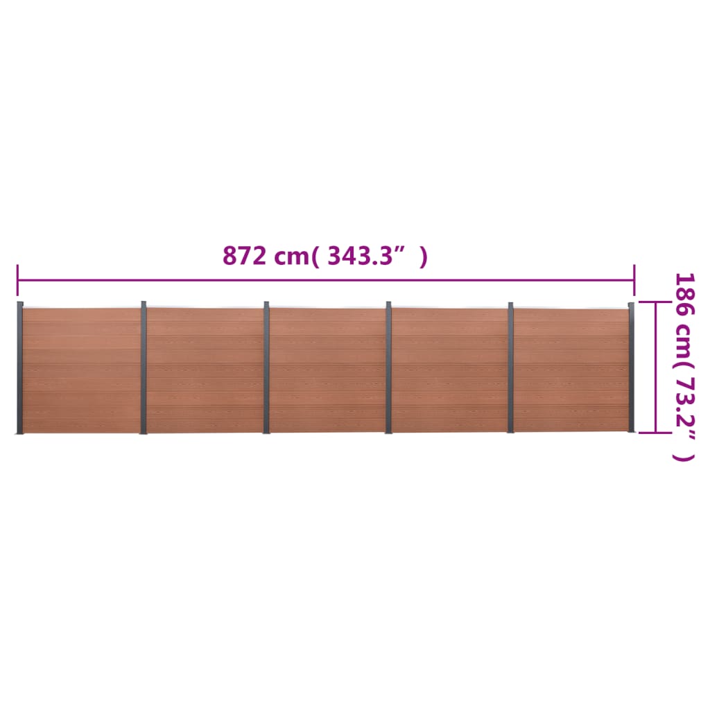 Set panela za ogradu smeđi 872x186 cm WPC