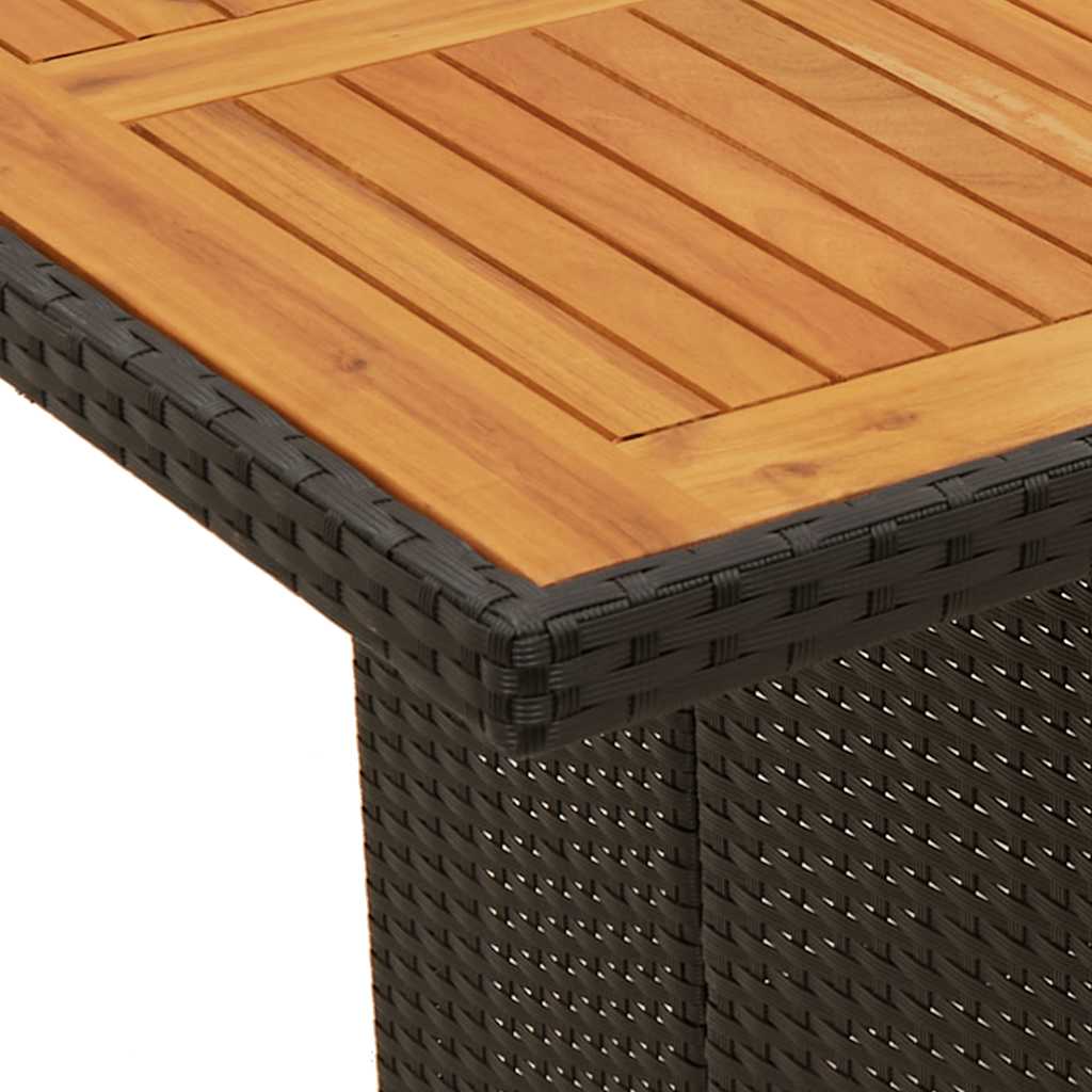 9-dijelni vrtni blagovaonski set s jastucima crni od poliratana