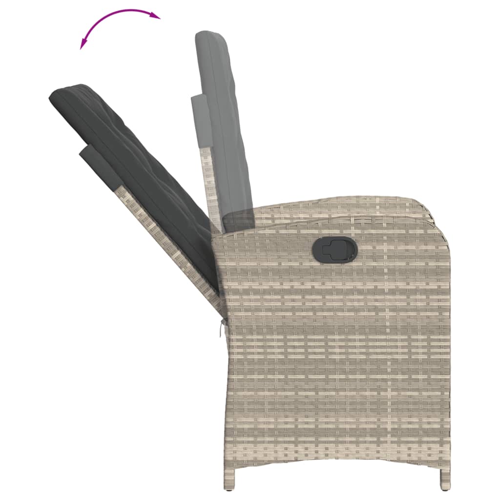 7-dijelni vrtni blagovaonski set od poliratana s jastucima sivi