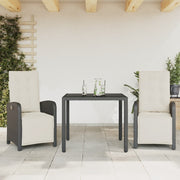 3-dijelni bistro set s jastucima crni od poliratana