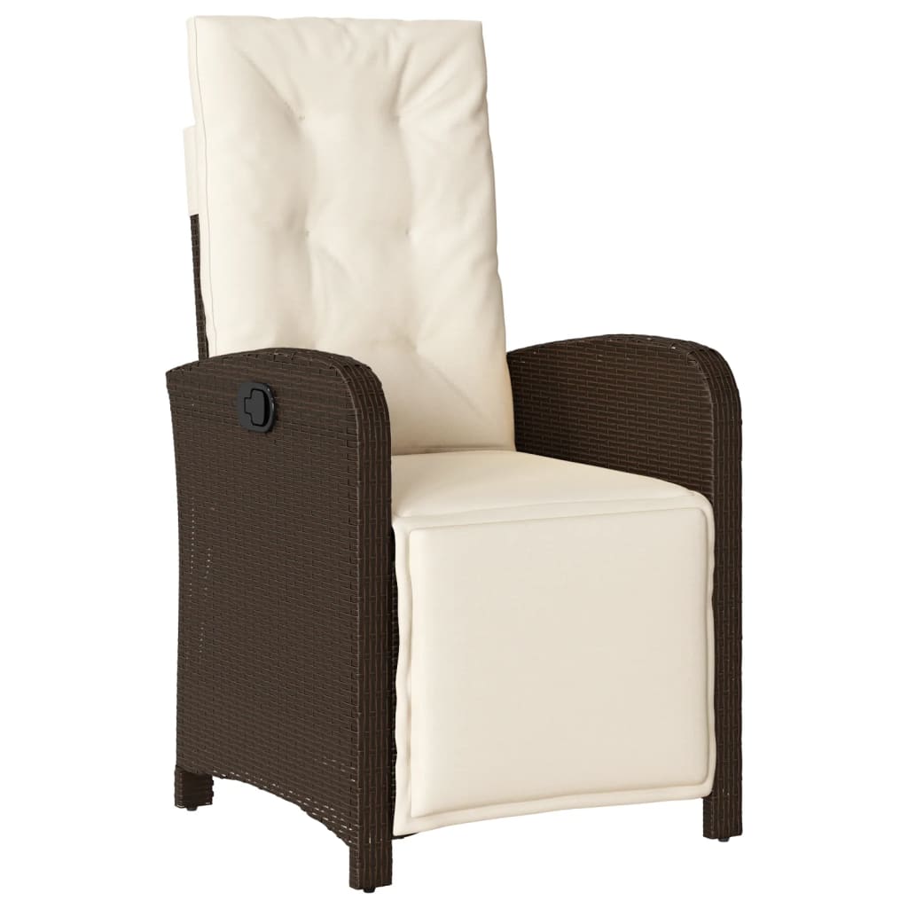 5-dijelni vrtni blagovaonski set s jastucima poliratan smeđi