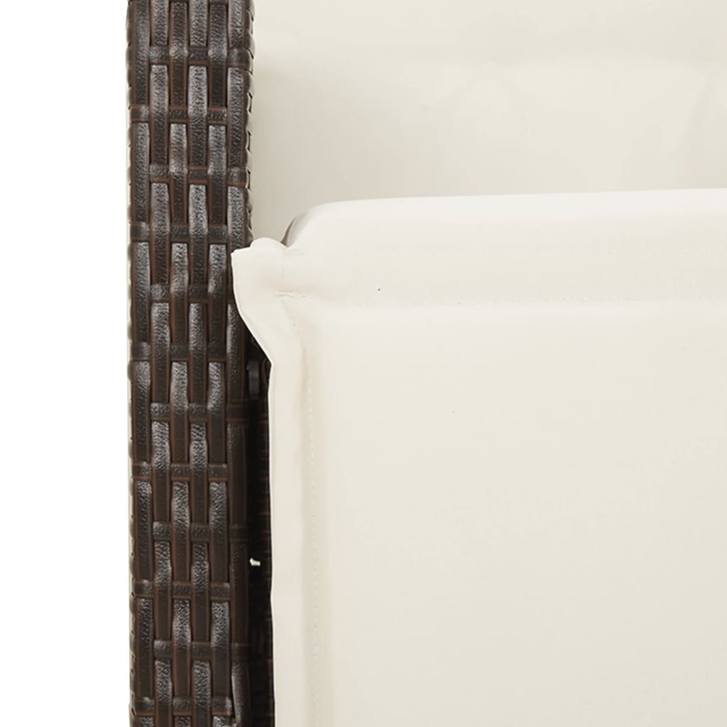 5-dijelni vrtni blagovaonski set s jastucima poliratan smeđi