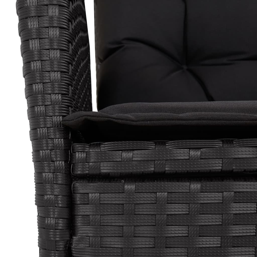 5-dijelni vrtni blagovaonski set s jastucima od poliratana crni Crna 150 cm table length