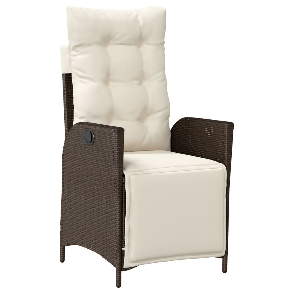 9-dijelni vrtni blagovaonski set s jastucima poliratan smeđi Smeđa 200 x 100 x 74 cm