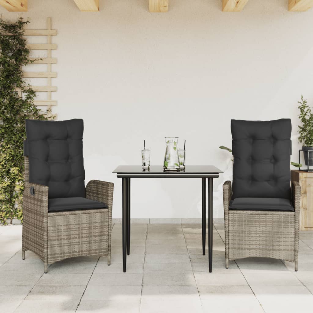 3-dijelni vrtni blagovaonski set sivi od poliratana Siva 80 x 80 x 74 cm