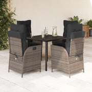 5-dijelni vrtni blagovaonski set sivi od poliratana Siva 80 x 80 x 74 cm
