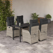 5-dijelni vrtni blagovaonski set od poliratana s jastucima sivi Siva 140 x 70 x 74 cm