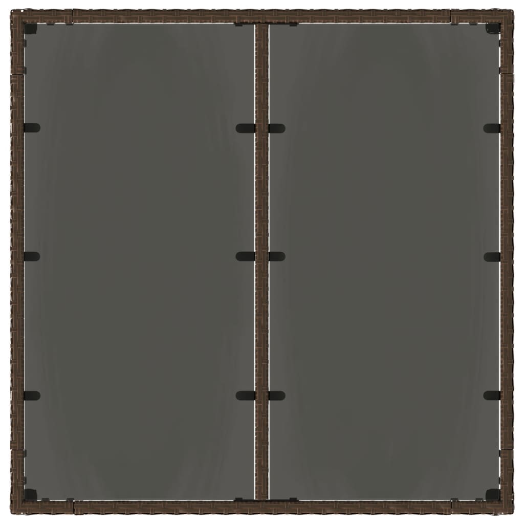 Vrtni stol sa staklenom pločom smeđi 90x90x75 cm od poliratana