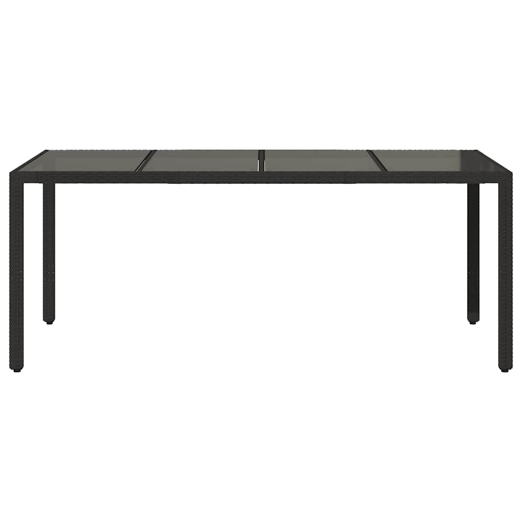 Vrtni stol sa staklenom pločom crni 190x90x75 cm od poliratana