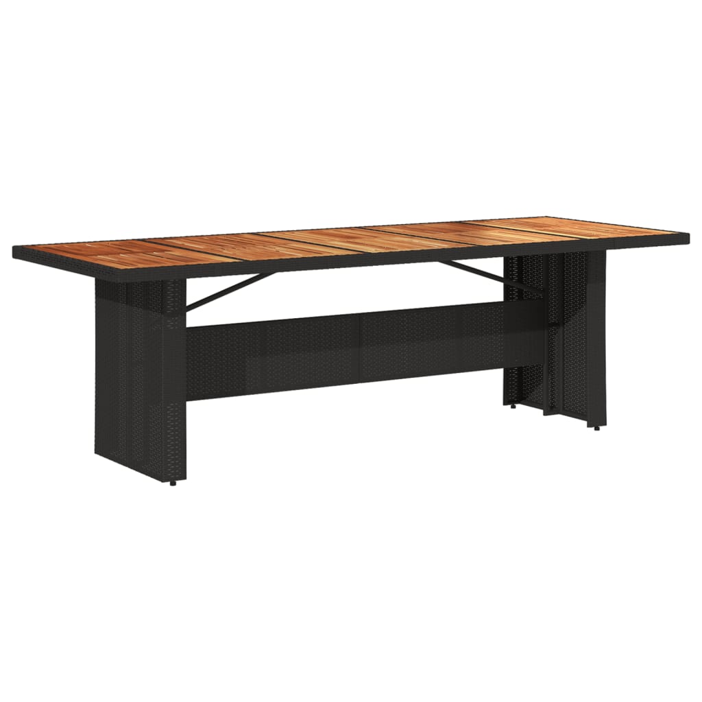 Vrtni stol s pločom od drva bagrema crni 240x90x75cm poliratana