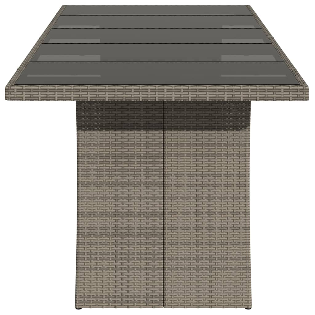 Vrtni stol sa staklenom pločom sivi 240x90x75 cm od poliratana