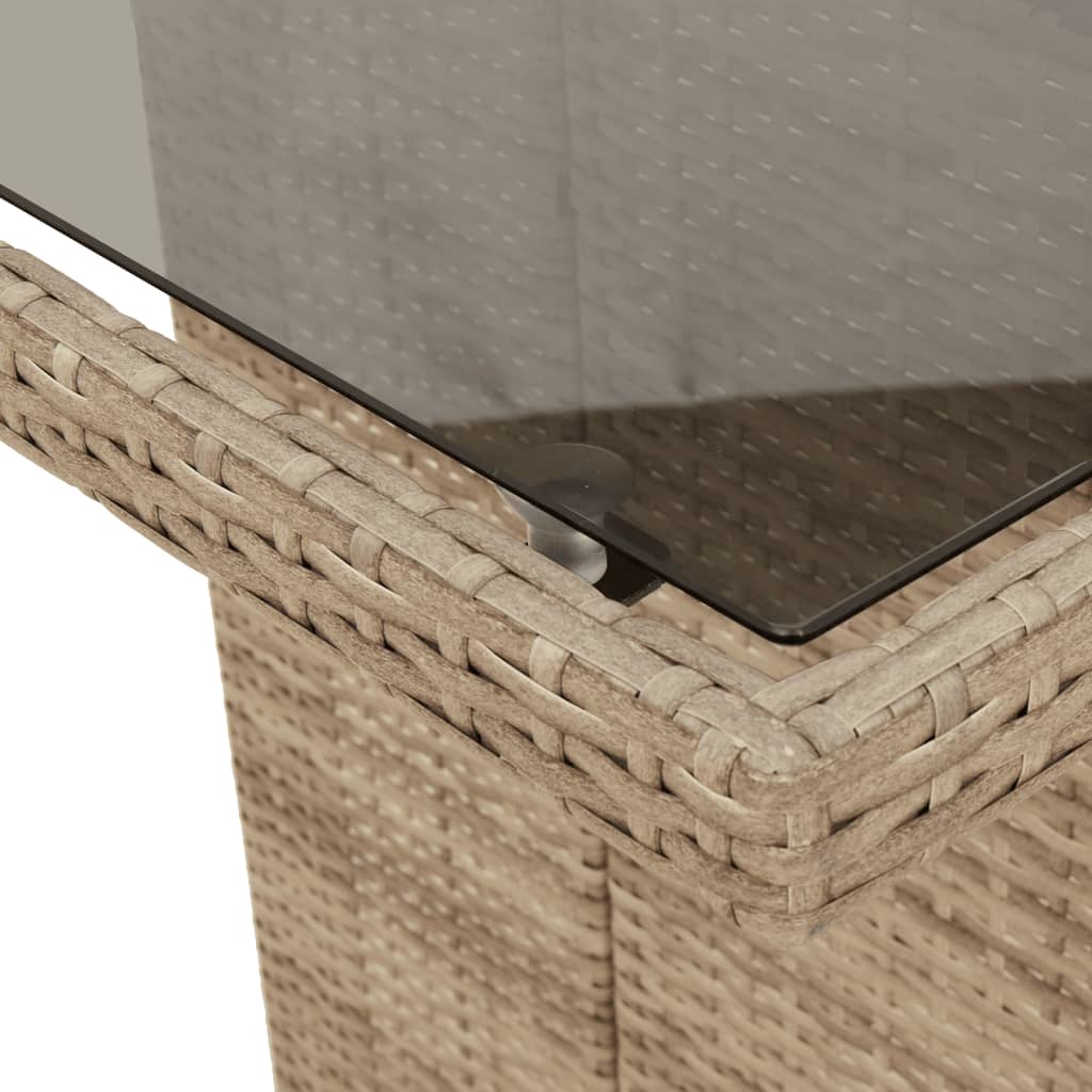 Vrtni stol sa staklenom pločom bež 190 x 80 x 75 cm poliratan