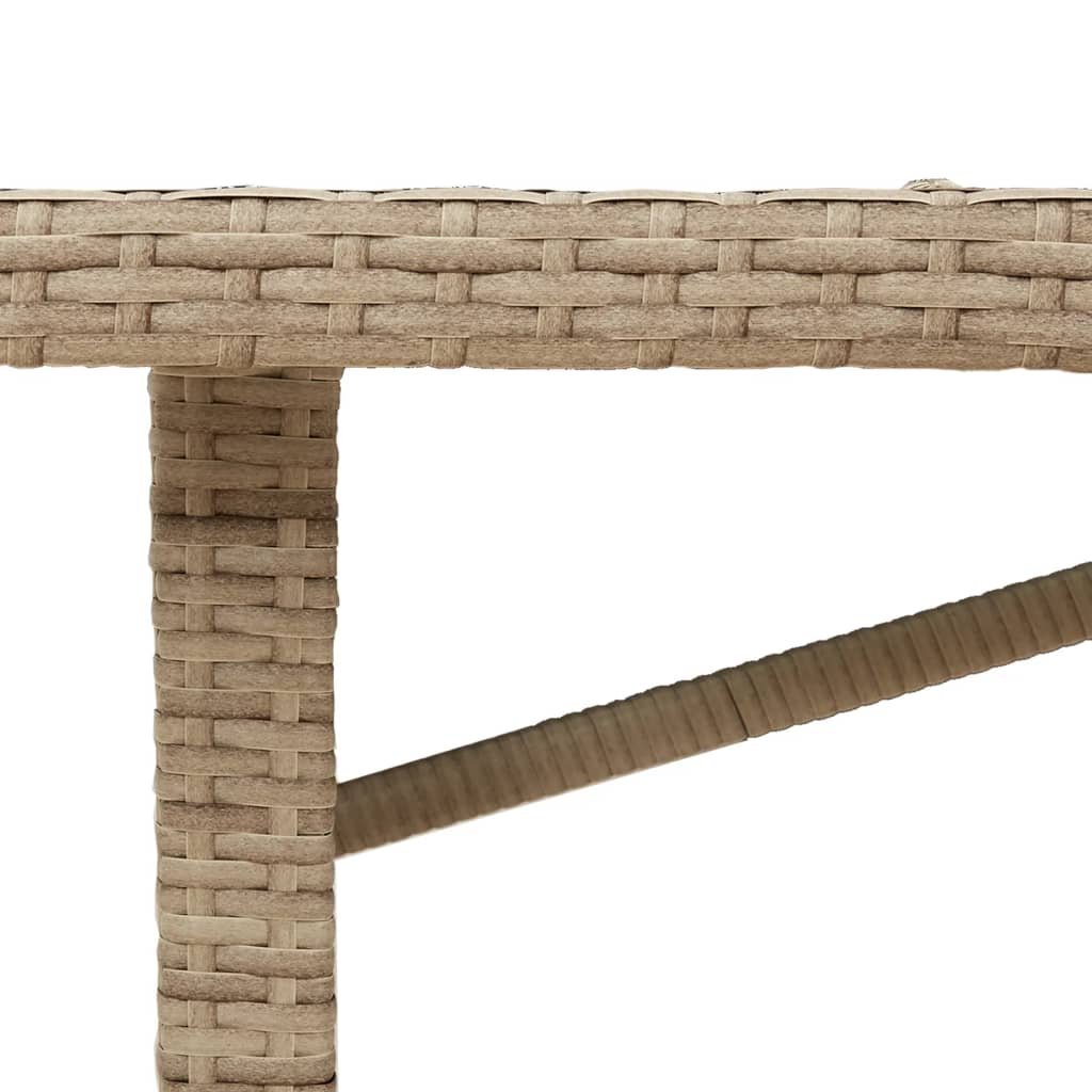 Vrtni stol sa staklenom pločom bež 190 x 80 x 75 cm poliratan