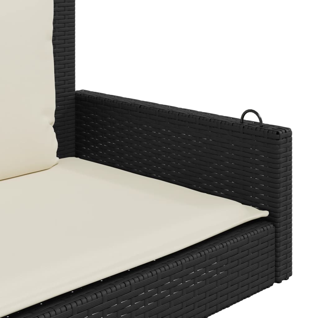 Klupa za ljuljanje s jastucima crna 119x56x48 cm poli ratan