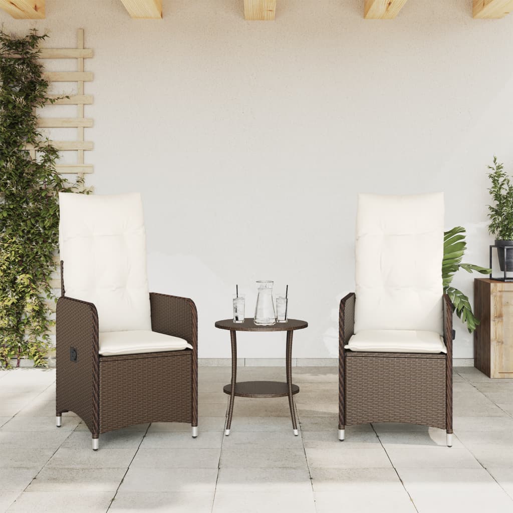Vrtni naslonjači s jastucima 2 kom smeđi od poliratana