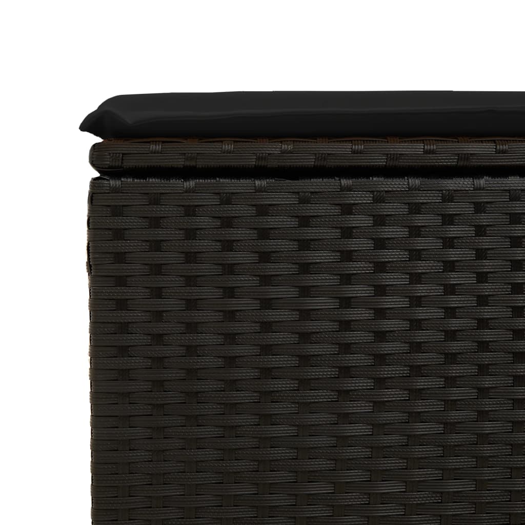 Vrtna stolica s jastukom crna 55x55x37 cm poli ratan